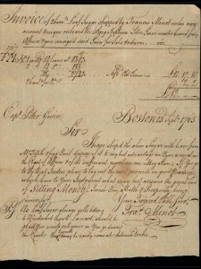 Invoice and letters from Frans. Minot and William Sader, P 1