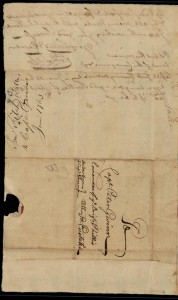 Mid-voyage letter and Contract for Captain peter Gwinn, Cover